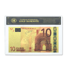 Europe Gold Foil Banknote 10 EURO and Shell Collectibles Souvenir Art Crafts