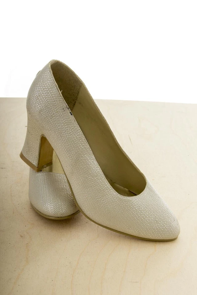 Zapatos De Novia Vintage De Los 90 Con Tacón De Bloque Plateados Y Blancos 37 - Imagen 1 de 4