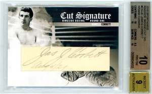 2010 SPORTKINGS JAMES CORBETT RINGSIDE BOXING CUT SIGNATURE - PRISTINE 10 AUTO 9 - Picture 1 of 2