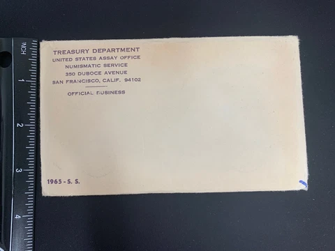 1965 U.S. TREASURY DEPARTMENT MINT UNCIRCULATED COINS UNOPENED SEALED Cover
