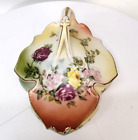 Vintage R.S. Pruskie porcelanowe naczynie w kształcie liścia ręcznie malowane róże