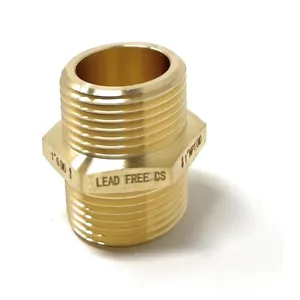 1" x 1" Lead-Free G Thread (Metric BSPP) Male to NPT Male Adapter - Picture 1 of 10