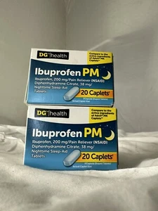 2 DG Health Ibuprofen PM 200mg Sleep Aid 20Ct Caplets Exp 08/25 - Picture 1 of 5