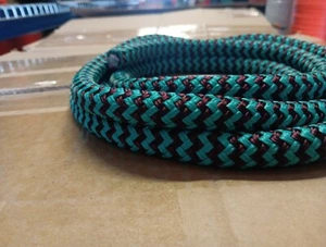 9/16 x 300 ft. Double Braid-Yacht Braid Polyester Rope. Turquoise/Burgundy - Picture 1 of 4