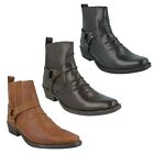 Men's Black/Brown/Dark brown Leather Maverick Cowboy Ankle Boots : A3R003