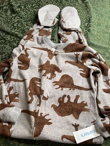 Nwt 8 14 10 12 carters feet dinosaurs pajamas christmas sleeper matching family - Picture 1 of 6