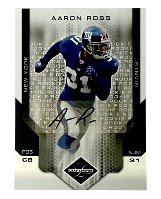 AARON ROSS 2007 LEAF LIMITED ROOKIE AUTO RC TRADING CARD #257 NY GIANTS /299 - Image 1 of 2