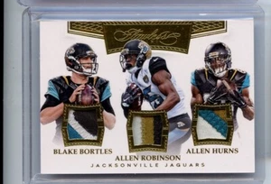 2016 Flawless Gold Blake Bortles Robinson Hurns Jaguars Triple Patch Relic 4/15 - Picture 1 of 2