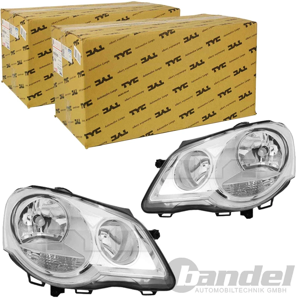 2x TYC H7/H1 SCHEINWERFER LINKS+RECHTS CHROM LWR+MOTOR für VW POLO 9N AB 05.2005 - Bild 1 von 1