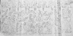 1930s Vintage Snow White Seven Dwarfs Embroidery Transfer 1938 Original Movie - Picture 1 of 3