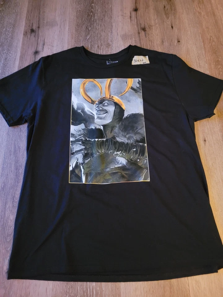 Marvel LOKI GOLDEN HORNS Black T-Shirt Size L