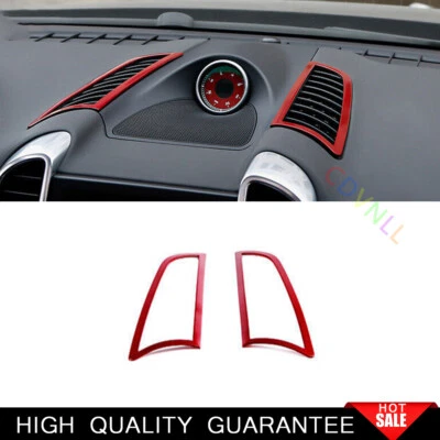 Para Porsche Cayenne 2011-2017 rojo brillante consola central salida de aire moldura de ventilación 2* Foto 1 de 4