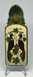 Vintage Cloisonné Brass Enamel Paper Clip Greece Peacocks Colorful 4 & 1/4 x1.5” - Picture 1 of 5
