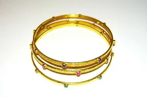 18K Solid Yellow Gold Indian Bangle Bracelets - Picture 1 of 5