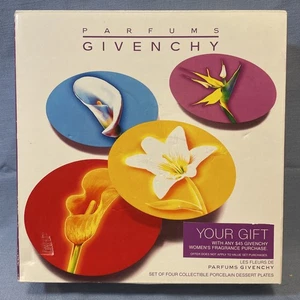 GIVENCHY PARIS 8" Porzellan Dessertteller Le Fleurs de Parfums Floral S/4 NEU - Bild 1 von 12