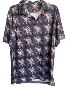 Sosik Mens Multicolor Good Ol' Days Short Sleeve Golf Polo Shirt Large - Picture 1 of 12