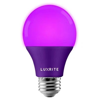 Bombillas LED LUXRITE A19 púrpura, equivalente a 60 W, no regulables, listadas por UL,... Foto 1 de 4