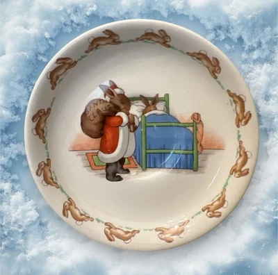 Rare Royal Doulton BunnyKins  Plate 6” SANTA CLAUS BARBARA VERNON + Flaw - Image 1 of 3