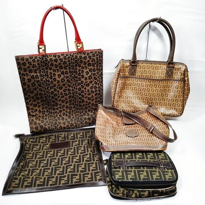 NO TARIFF Fendi Hand Shoulder Clutch Bags 5 set Brown Nylon 5400202 - Image 1 of 4