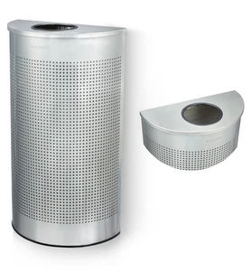 Alpine Half Round Trash Can Open Top - Modern 12 Gallon Stainless Steel Space - Picture 1 of 8