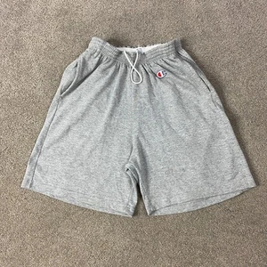 Vintage 90s Champion 6” Inseam Sweat Shorts Spell Out Grey Men’s L Made In USA - Picture 1 of 9