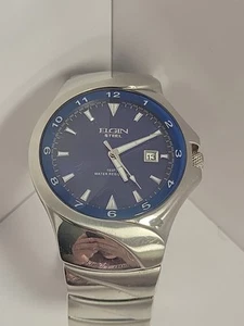 Men’s Elgin “Steel” Quartz Stainless Steel Wristwatch - New Battery - Picture 1 of 7