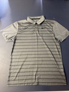 Nike Dri-Fit Golf Polo Black/Grey Horizontal Stripe Pattern Men’s Sz Medium - Picture 1 of 5