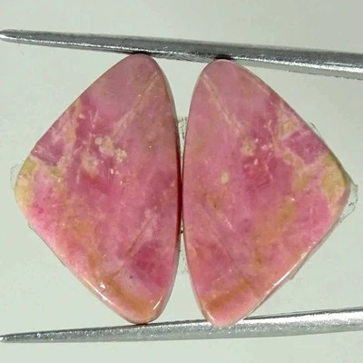 23.60Cts Natural Rhodonite Cushion Pair Loose Gemstone Earring Making 13x21x4mm - Image 1 of 4