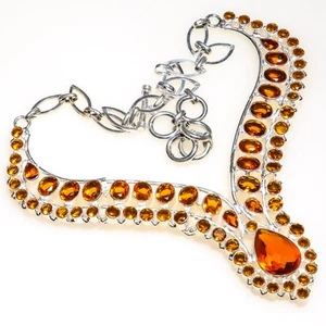 Citrine 925 Sterling Silver Jewelry Handmade Necklace 17.99" N7971-1 - Picture 1 of 1