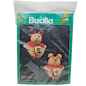 Vintage Bucilla Door Knob Cover Kit DIY Christmas Mice Huggers 82477 Holiday NOS - Picture 1 of 12