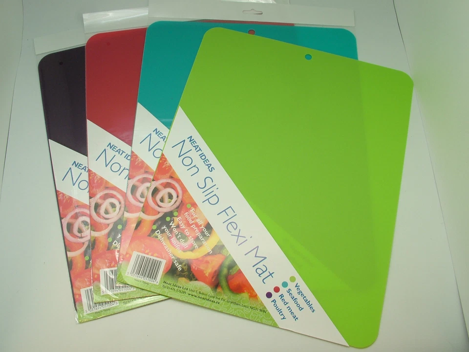 NEAT IDEAS Flexi Mat non slip chopping board 4 colours fish, meat, veg