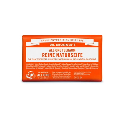 Dr Bronner's Soap,All-One,made in USA,Castile Soap,Teebaum,Teatree 140g