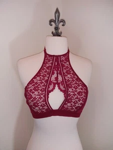 Victoria's Secret Very Sexy Red Lace High Neck Halter Bralette - Small  - Picture 1 of 4