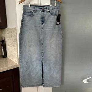 DKNY WOMENS SIZE 29 Jeans Denim High Rise Maxi Skirt Skyline Blue - Picture 1 of 12
