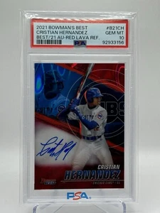 2021 Bowman's Best - Red Lava Refractor Auto /5  Cristian Hernandez - PSA 10 - Picture 1 of 3