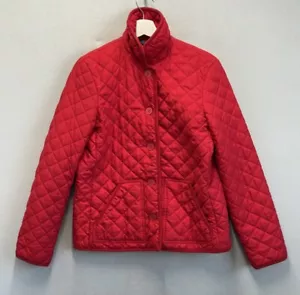 Chaps Women’s Sz Medium Red Collared Button Down Quilted Puffer Coat - Picture 1 of 7