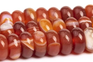 Dark Orange Red Striped Agate Beads Grade AAA Rondelle Loose Beads 6x3MM 8x4MM - Picture 1 of 6