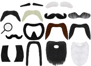 FACIAL HAIR FANCY DRESS BEARD MOUSTACHE EYEBROWS COSTUME ACCESSORY DISGUISE - Picture 1 of 16