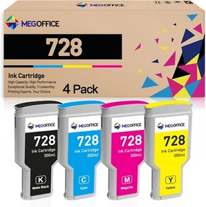 DesignJet 728 Ink (4-Pack) Compatible for HP 728 T830 Plotter (300ML) Printer - Picture 1 of 5