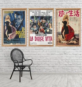 La Dolce vita Fellini Mastroianni Film Movie Poster plakat Print Wall Art - Foto 1 di 5
