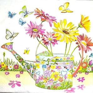 N177# 2 servilletas de papel individuales para decoupage flores artesanales lata de agua mariposas - Imagen 1 de 5