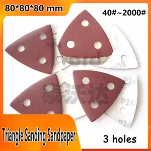 3 Hole Red Triangle Sanding Sandpaper 80mm for Multi Tool Oscillating Loop - Picture 1 of 6
