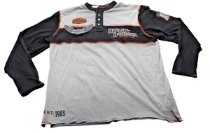 Harley Davidson Embroidered Henley Pullover Long Sleeve Shirt Men's XL - Picture 1 of 12