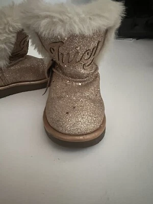 Toddler Girl's Juicy Couture Lil Windsor Faux Fur Glitter Boots Rose Gold Size 7 - Image 1 of 4