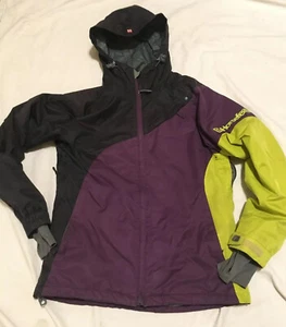 Jacke Pferdefedern Ski Snowboardjacke M Farbe Block lila schwarz grün - Bild 1 von 10