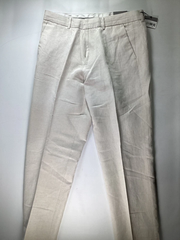 Pantalones de lino beige Martin Gordon para hombre 36W NUEVO Foto 1 de 4