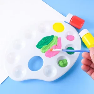 Round White Palette for Color Mixing - Ideal for Watercolor, Gouache, Acrylic - Picture 1 of 12