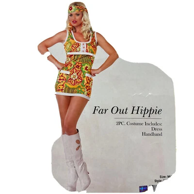 Far Out Hippie Costume Size Medium / Large Groovy Dress Up 60’s 70’s Halloween - Image 1 of 4
