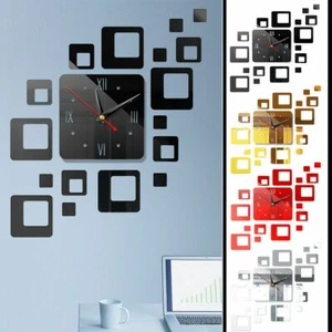 Modern 3D Large Wall Clock Mirror Surface DIY Sticker Art Design Home Decor Room - Picture 1 of 16