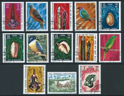 NEW HEBRIDES 1972/5 SG158/69+198 set of 12 + 10f - fine used CTO. Catalogue £40 Cover
